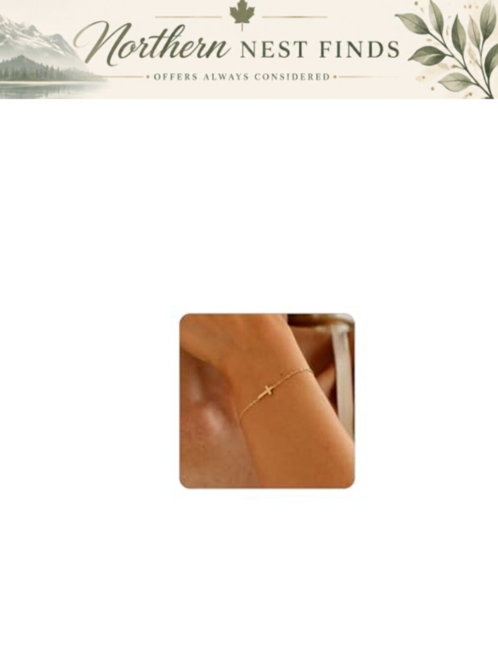 18K Gold Plated Cross Bracelet for Women Stainless Steel Chain Adjustable